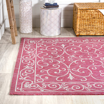 Charleston Vintage Filigree Textured Weave Indoor/outdoor Area Rug